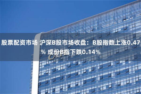 股票配资市场 沪深B股市场收盘：B股指数上涨0.47% 成份B指下跌0.14%